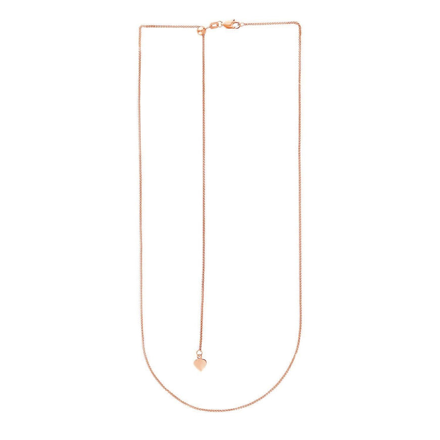 14k Rose Gold Adjustable Wheat Chain 1.0mm - Ellie Belle