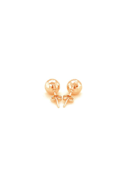 14k Rose Gold Ball Earrings with Faceted Texture - Ellie Belle