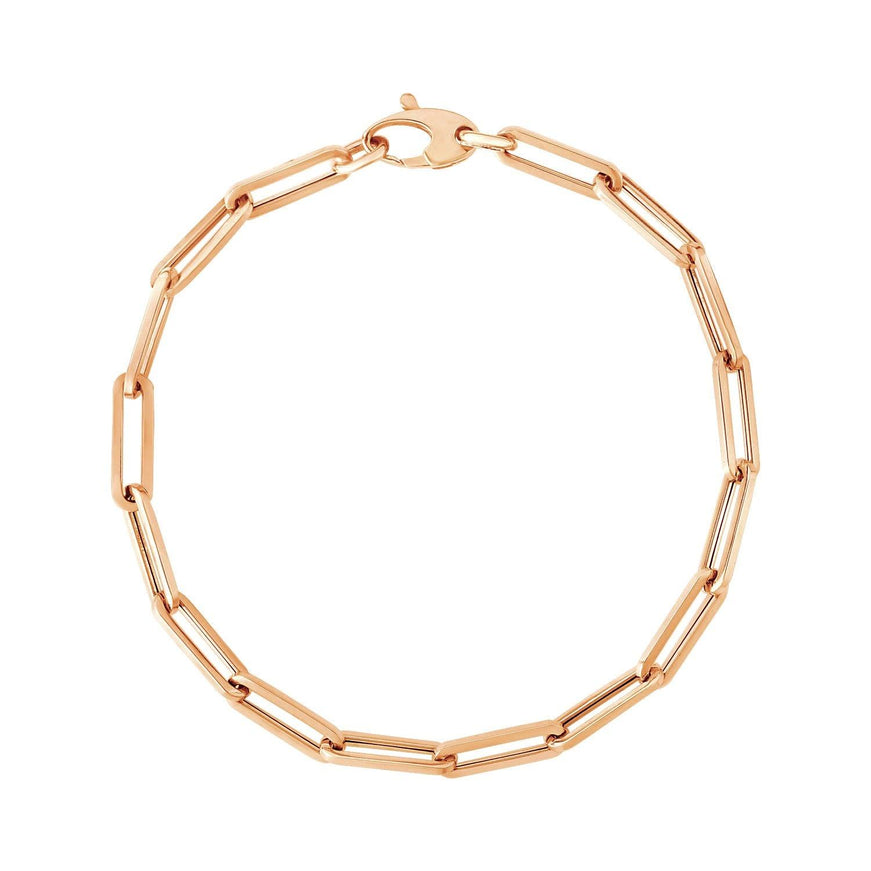 14K Rose Gold Bold Paperclip Chain Bracelet - Ellie Belle