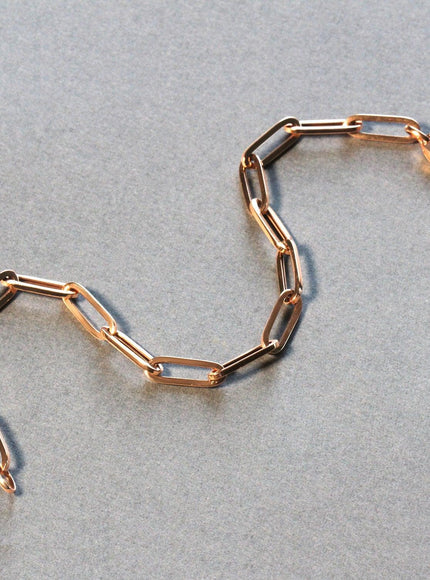 14K Rose Gold Bold Paperclip Chain Bracelet - Ellie Belle