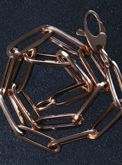 14K Rose Gold Bold Paperclip Chain Bracelet - Ellie Belle