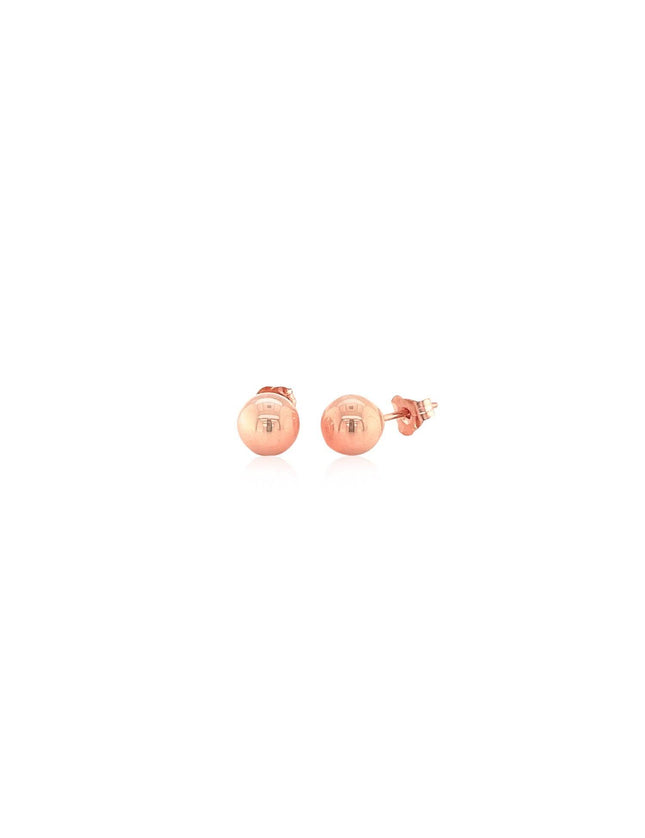 14k Rose Gold Classic Round Shape Stud Earrings (6.0 mm) - Ellie Belle