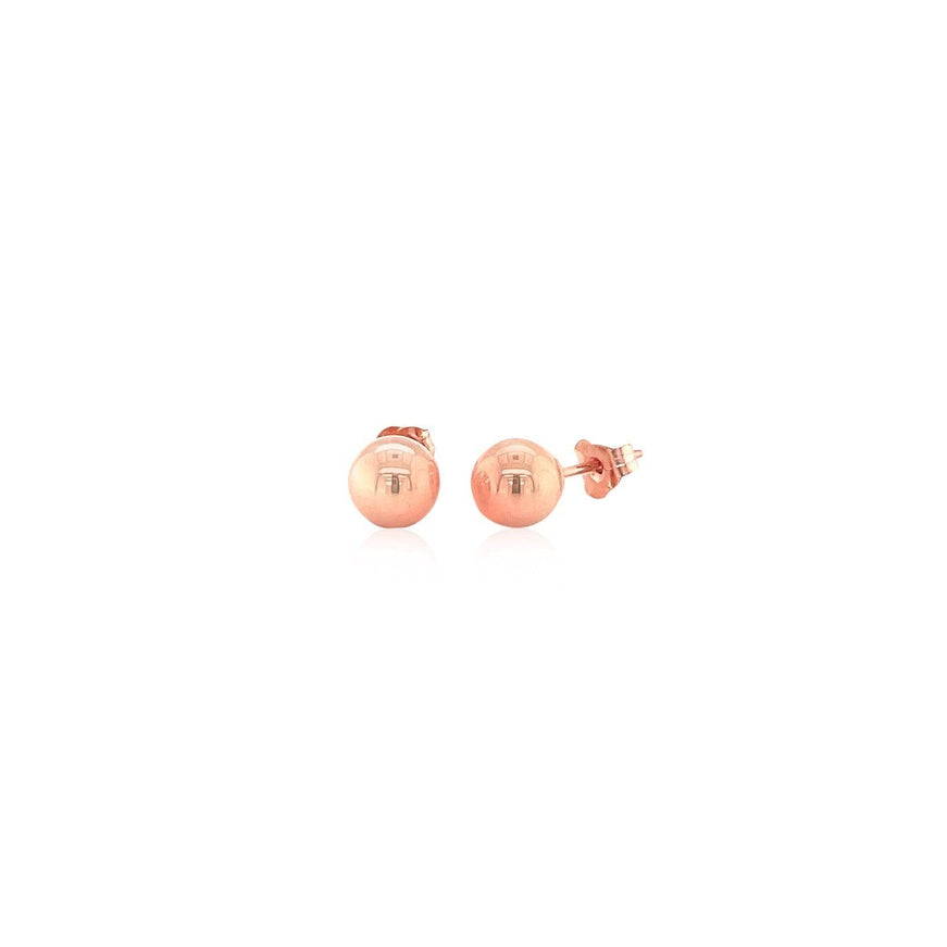 14k Rose Gold Classic Round Shape Stud Earrings (6.0 mm) - Ellie Belle