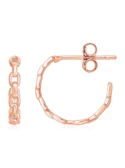 14k Rose Gold Delicate Chain Hoop Earrings - Ellie Belle