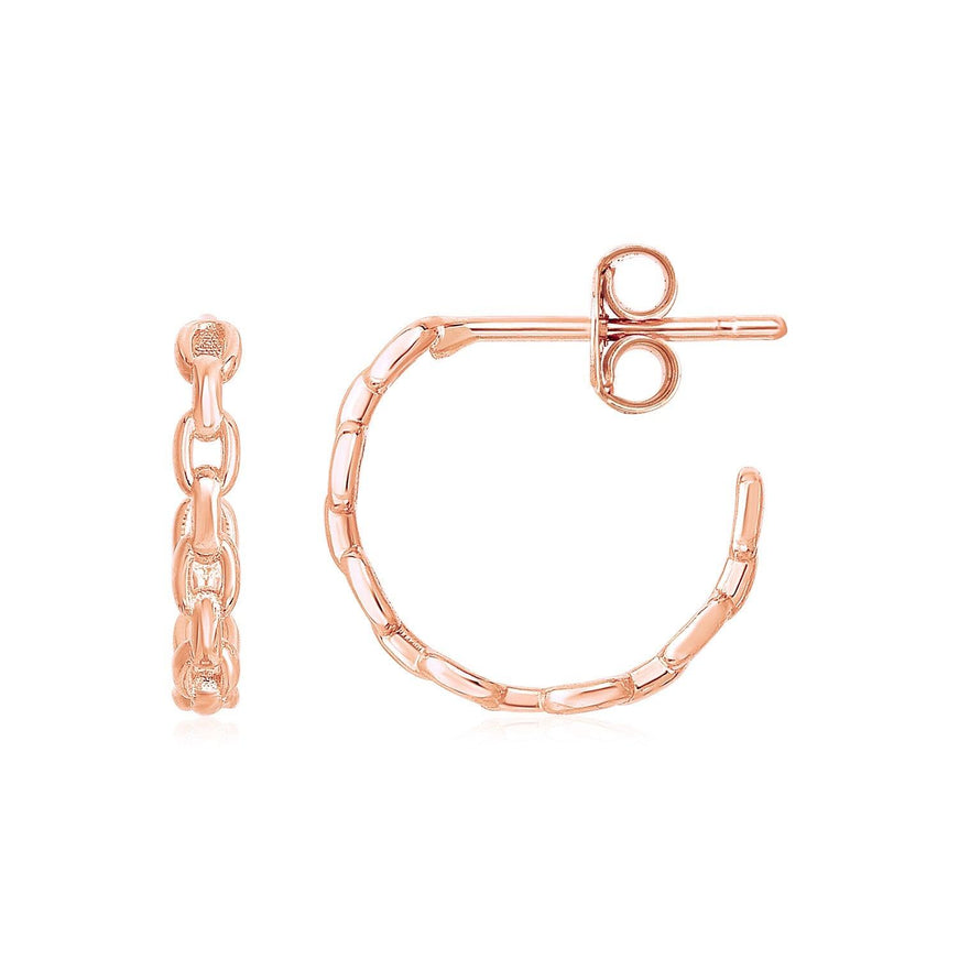 14k Rose Gold Delicate Chain Hoop Earrings - Ellie Belle