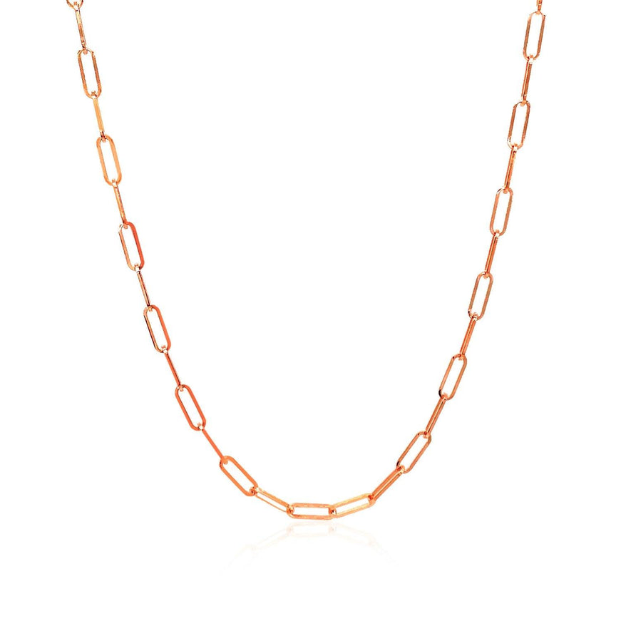 14K Rose Gold Delicate Paperclip Chain (2.1mm) - Ellie Belle