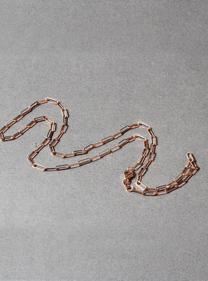 14K Rose Gold Delicate Paperclip Chain (2.1mm) - Ellie Belle