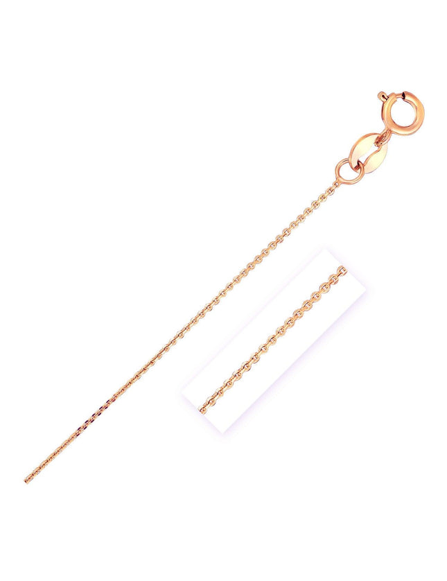 14k Rose Gold Diamond Cut Cable Link Chain 0.7mm - Ellie Belle