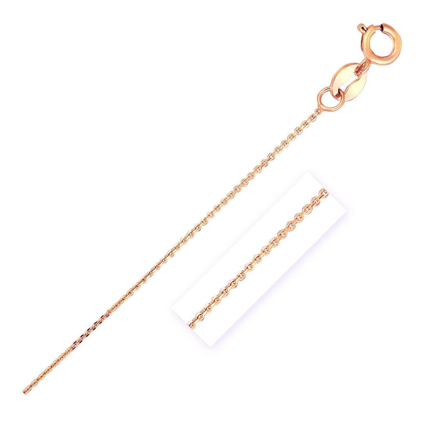 14k Rose Gold Diamond Cut Cable Link Chain 0.7mm - Ellie Belle