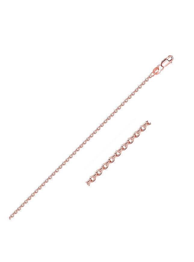 14k Rose Gold Diamond Cut Cable Link Chain 1.3mm - Ellie Belle