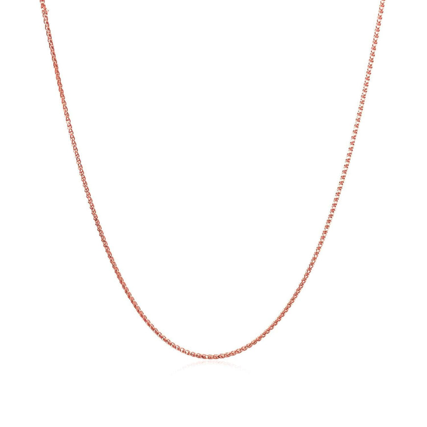 14k Rose Gold Diamond Cut Round Wheat Chain 0.6mm - Ellie Belle