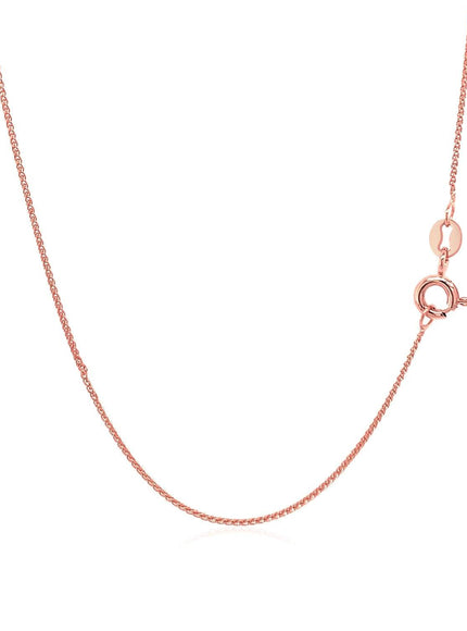 14k Rose Gold Diamond Cut Round Wheat Chain 0.6mm - Ellie Belle