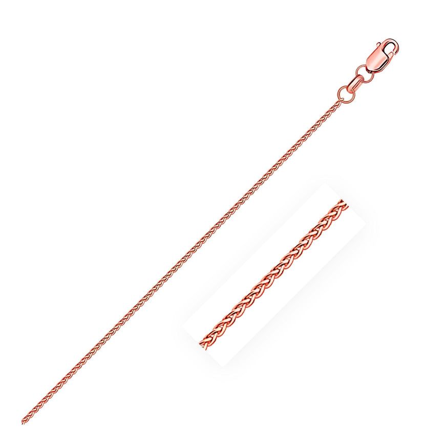 14k Rose Gold Diamond Cut Round Wheat Chain 1.1mm - Ellie Belle