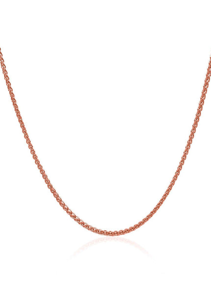 14k Rose Gold Diamond Cut Round Wheat Chain 1.1mm - Ellie Belle