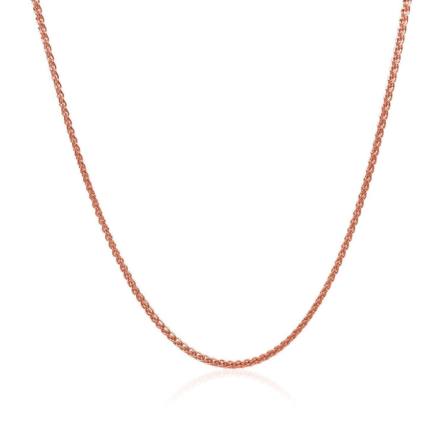 14k Rose Gold Diamond Cut Round Wheat Chain 1.1mm - Ellie Belle