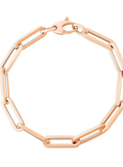 14K Rose Gold Extra Wide Paperclip Chain Bracelet - Ellie Belle