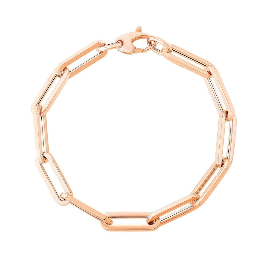 14K Rose Gold Extra Wide Paperclip Chain Bracelet - Ellie Belle