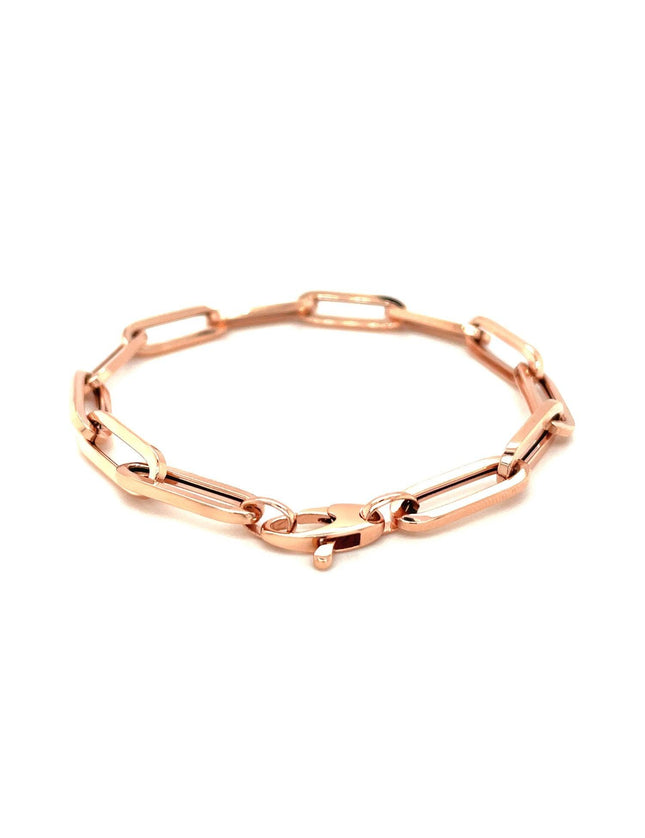 14K Rose Gold Extra Wide Paperclip Chain Bracelet - Ellie Belle