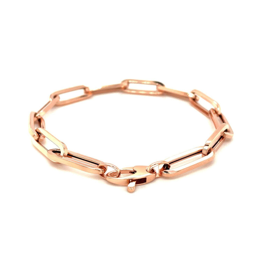 14K Rose Gold Extra Wide Paperclip Chain Bracelet - Ellie Belle