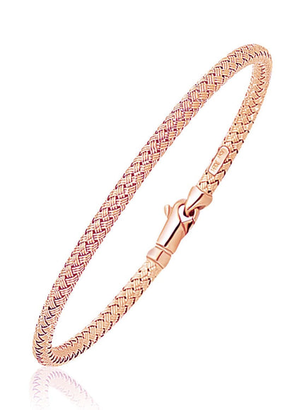 14k Rose Gold Fancy Weave Motif Bangle - Ellie Belle