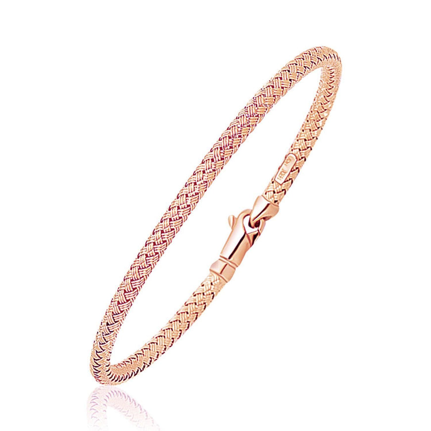 14k Rose Gold Fancy Weave Motif Bangle - Ellie Belle