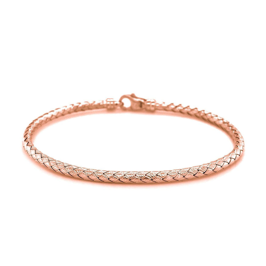 14k Rose Gold Fancy Weave Motif Bangle - Ellie Belle