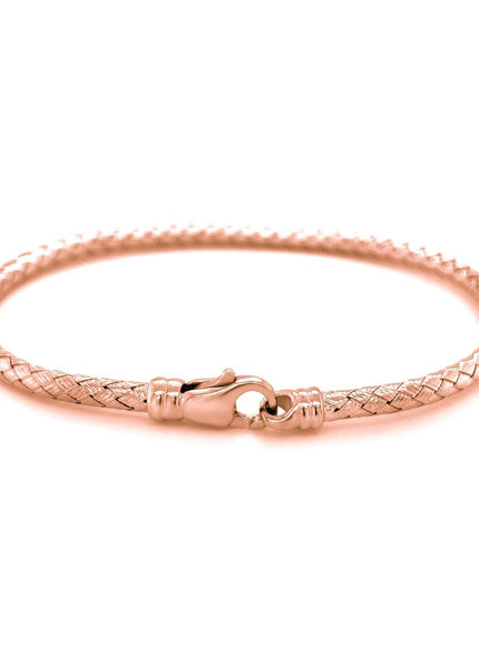 14k Rose Gold Fancy Weave Motif Bangle - Ellie Belle