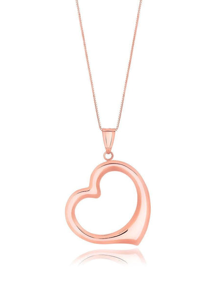 14k Rose Gold Floating Heart Drop Pendant - Ellie Belle