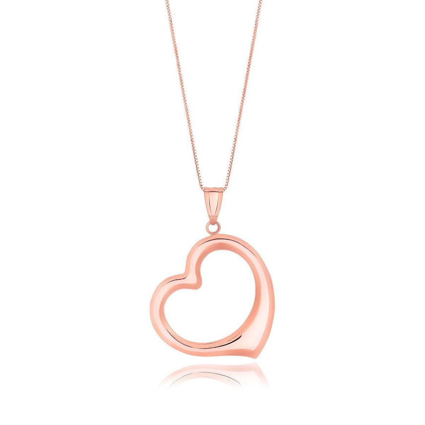 14k Rose Gold Floating Heart Drop Pendant - Ellie Belle