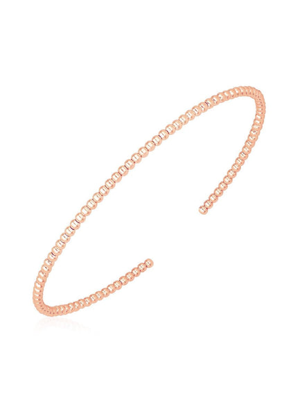 14k Rose Gold High Polish Bead Cuff Bangle (2mm) - Ellie Belle