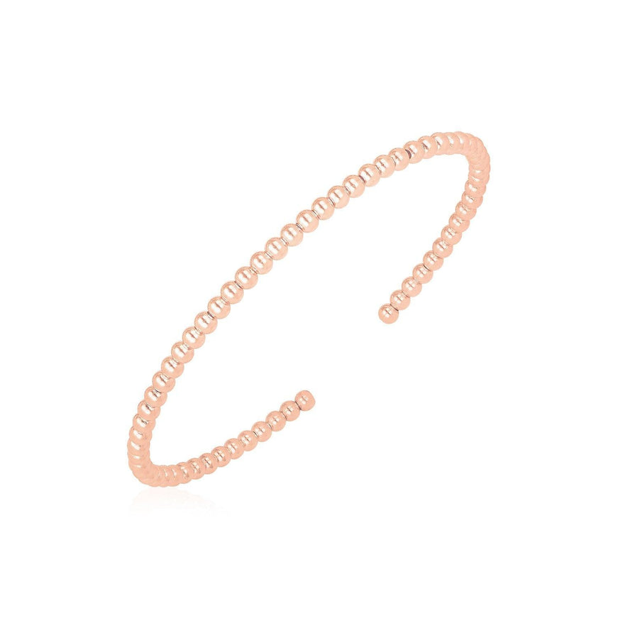 14k Rose Gold High Polish Bead Cuff Bangle (3mm) - Ellie Belle