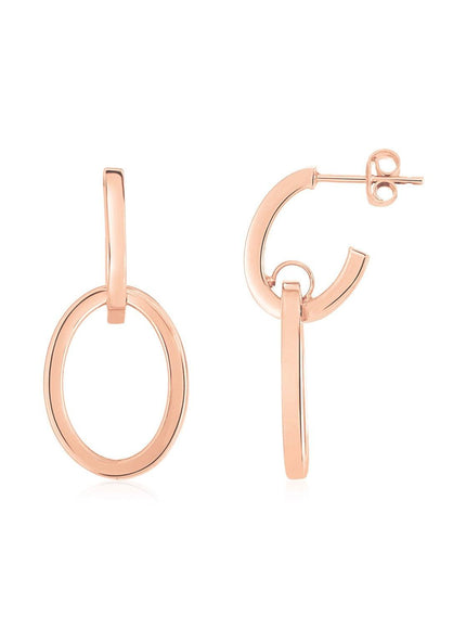 14K Rose Gold Interlocking Drop Hoop Earrings - Ellie Belle