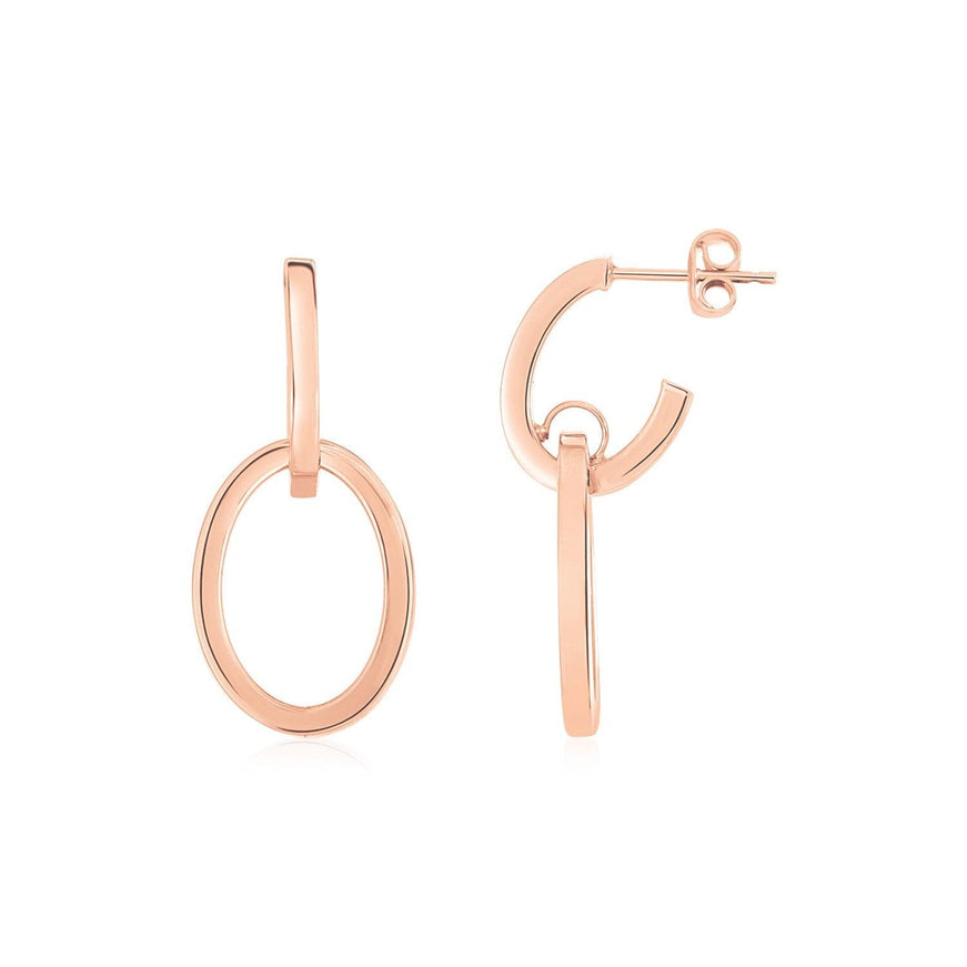 14K Rose Gold Interlocking Drop Hoop Earrings - Ellie Belle