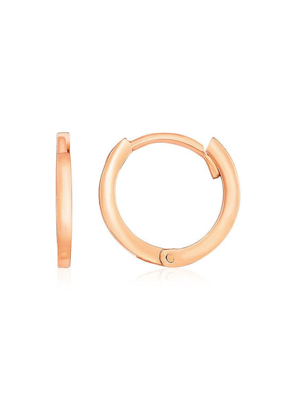 14k Rose Gold Petite Polished Round Hoop Earrings - Ellie Belle