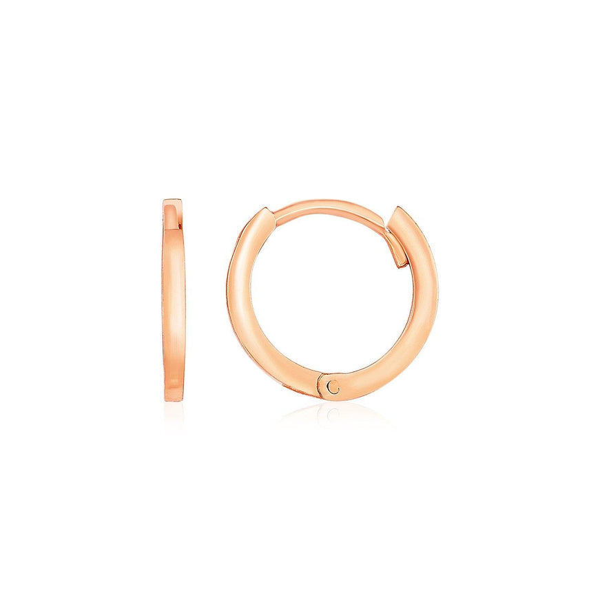 14k Rose Gold Petite Polished Round Hoop Earrings - Ellie Belle