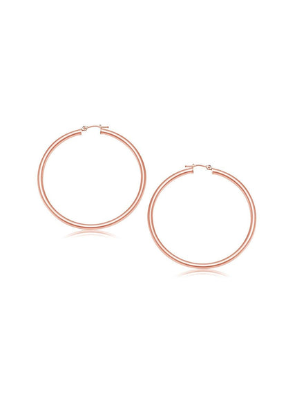 14k Rose Gold Polished Hoop Earrings (15 mm) - Ellie Belle