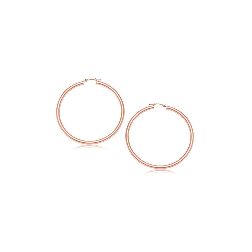 14k Rose Gold Polished Hoop Earrings (15 mm) - Ellie Belle