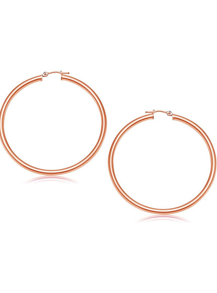 14k Rose Gold Polished Hoop Earrings (25 mm) - Ellie Belle