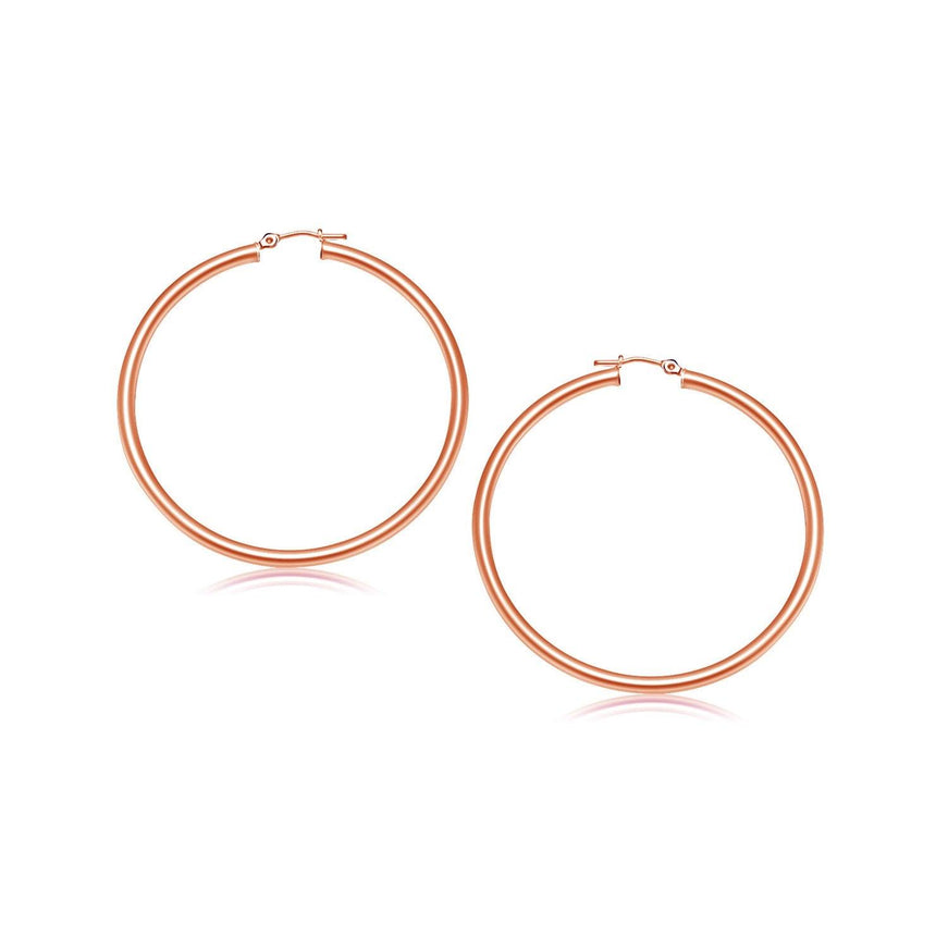 14k Rose Gold Polished Hoop Earrings (25 mm) - Ellie Belle