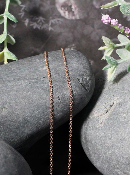 14k Rose Gold Round Cable Link Chain 1.3mm - Ellie Belle