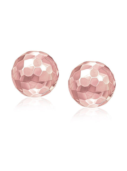 14k Rose Gold Round Faceted Style Stud Earrings - Ellie Belle