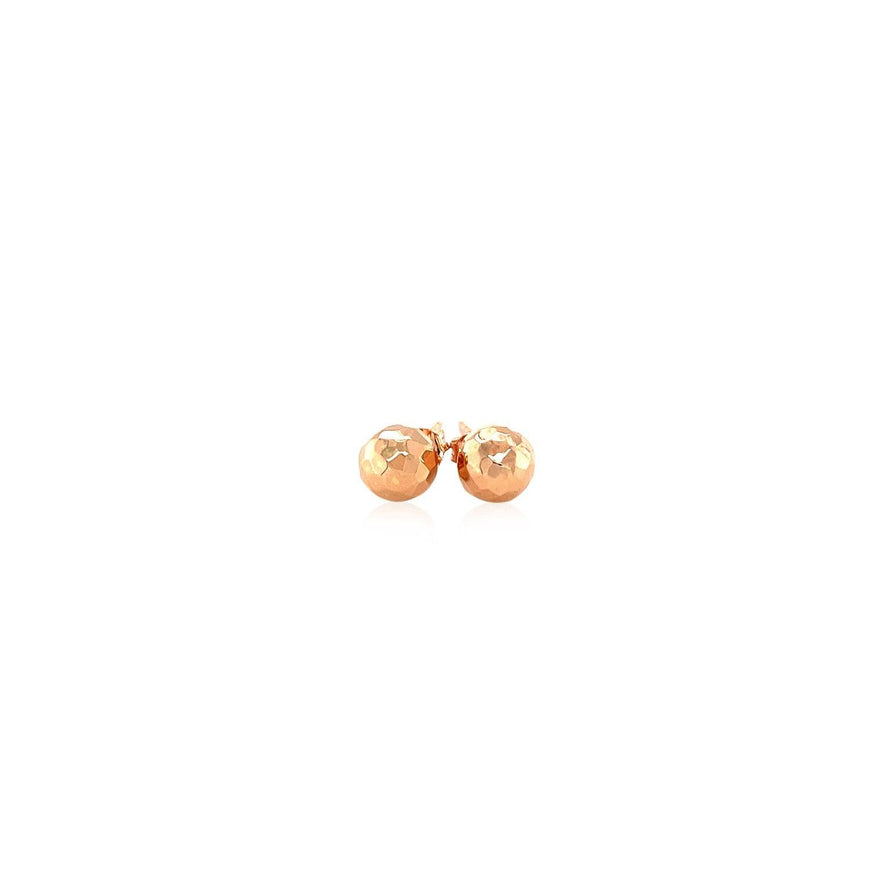 14k Rose Gold Round Faceted Style Stud Earrings - Ellie Belle