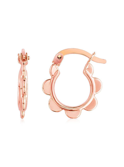 14k Rose Gold Scalloped Hoop Earrings - Ellie Belle