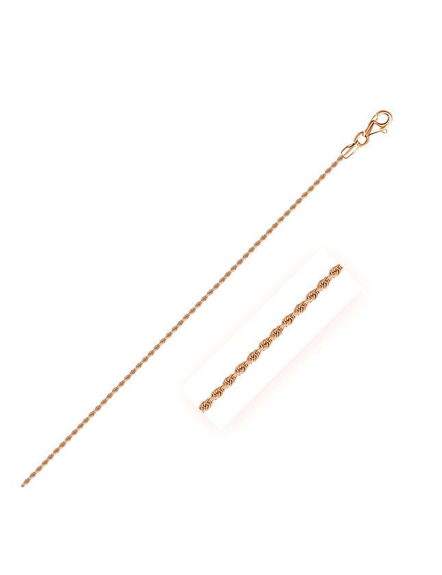 14k Rose Gold Solid Diamond Cut Rope Chain 1.5mm - Ellie Belle
