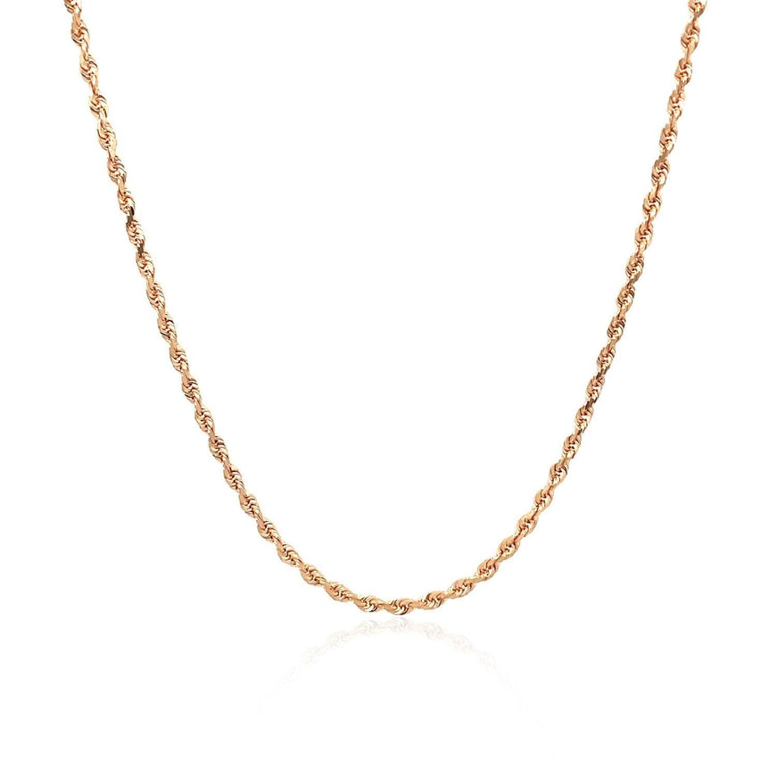 14k Rose Gold Solid Diamond Cut Rope Chain 1.5mm - Ellie Belle