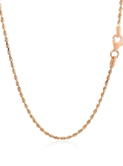 14k Rose Gold Solid Diamond Cut Rope Chain 1.5mm - Ellie Belle