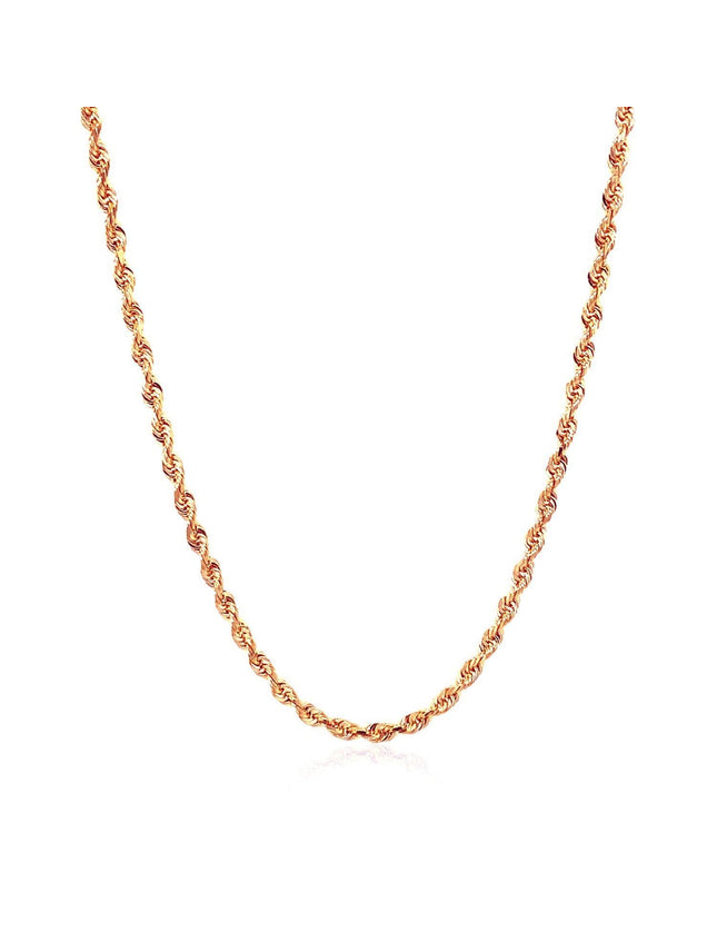 14k Rose Gold Solid Diamond Cut Rope Chain (2.30 mm) - Ellie Belle
