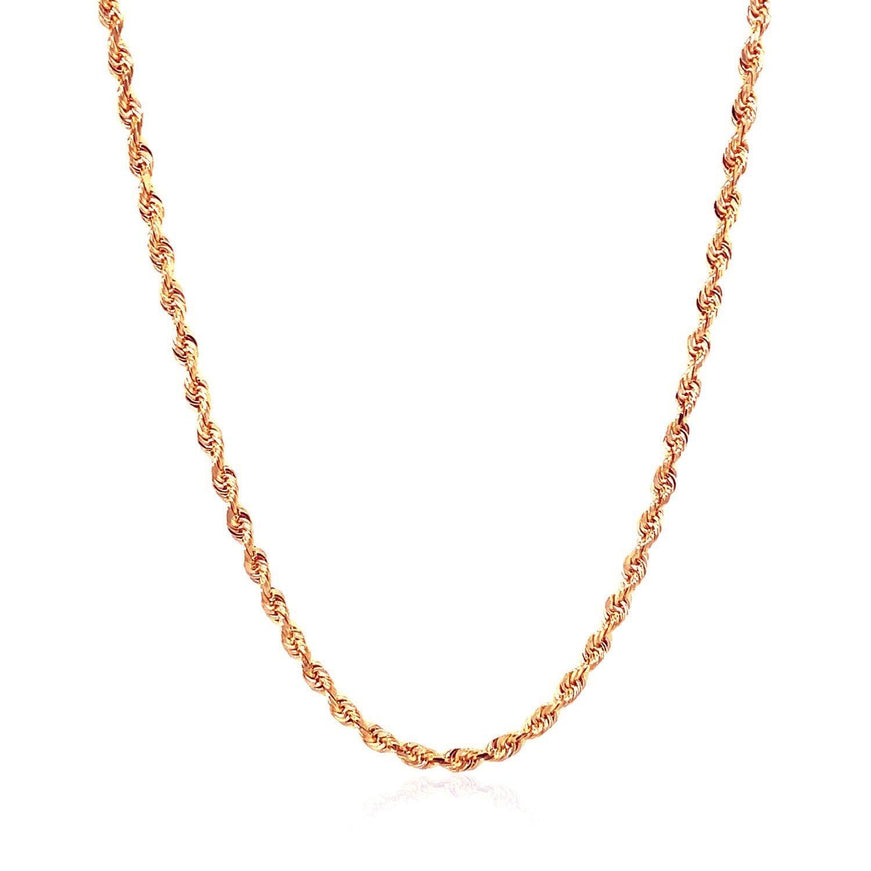 14k Rose Gold Solid Diamond Cut Rope Chain (2.30 mm) - Ellie Belle