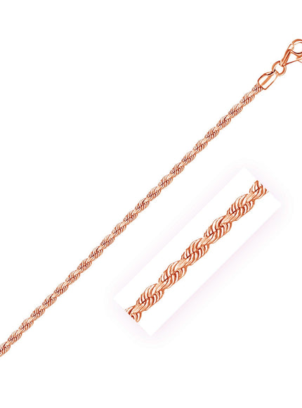 14k Rose Gold Solid Diamond Cut Rope Chain (2.30 mm) - Ellie Belle