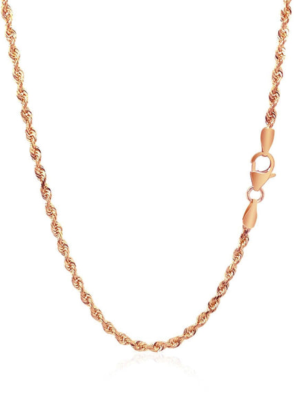 14k Rose Gold Solid Diamond Cut Rope Chain (2.30 mm) - Ellie Belle